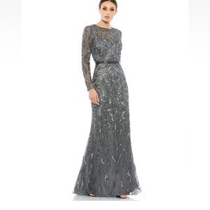 Mac Duggal Beaded Sequin Long Sleeve Formal Maxi  Gown 5142 | 4